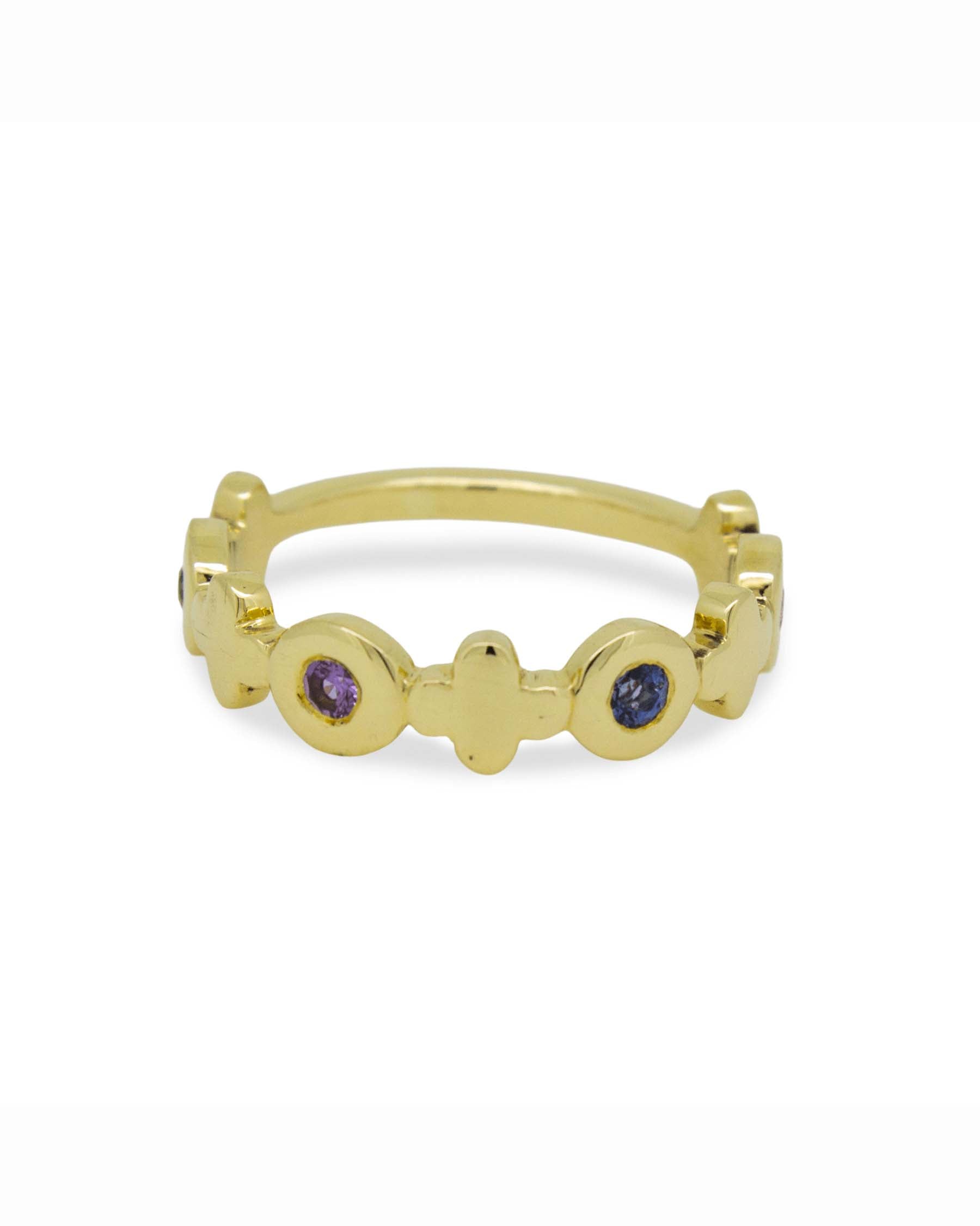 Gold and Sapphire Crown Ring