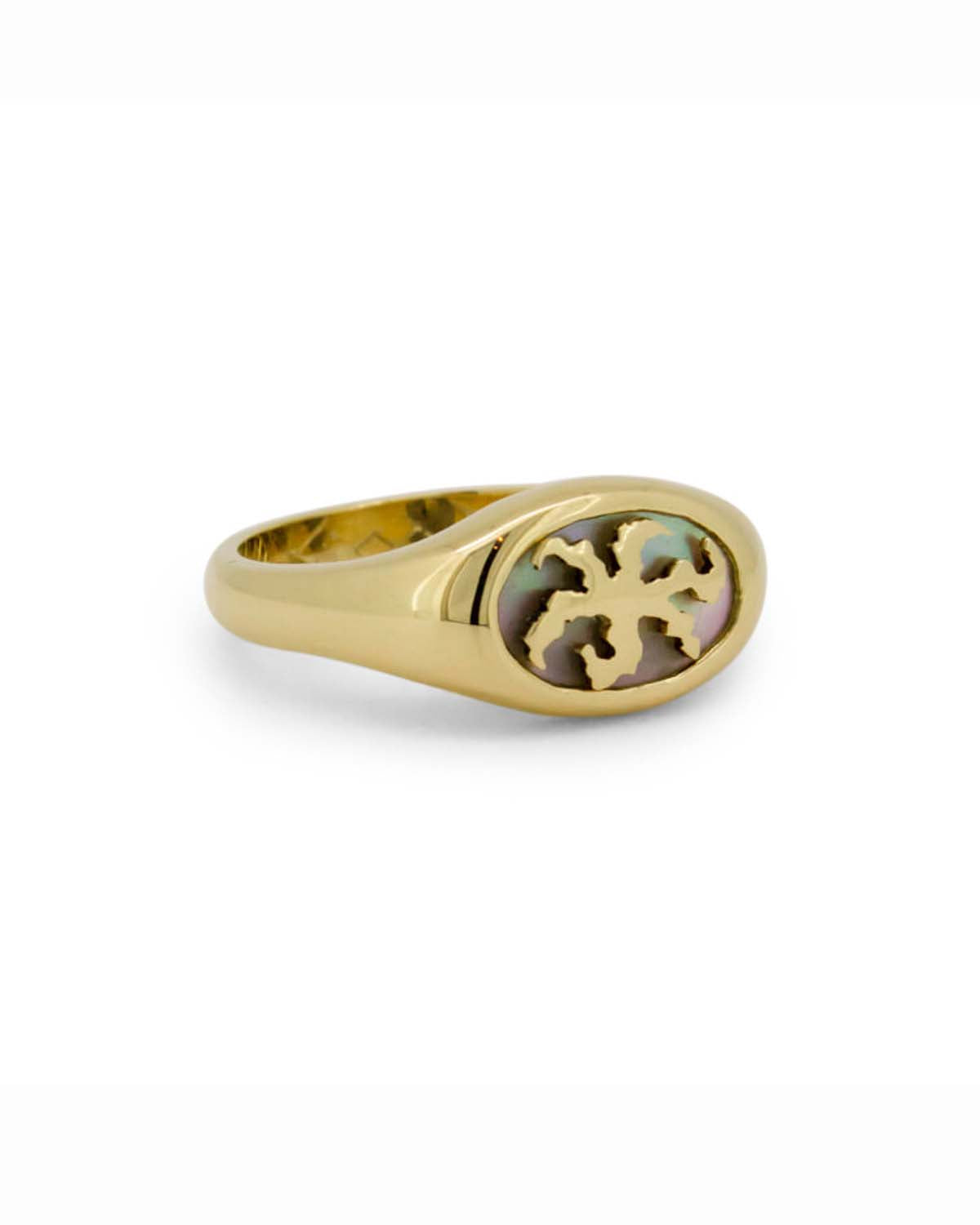 Mother of Pearl Inlay Gold Signet