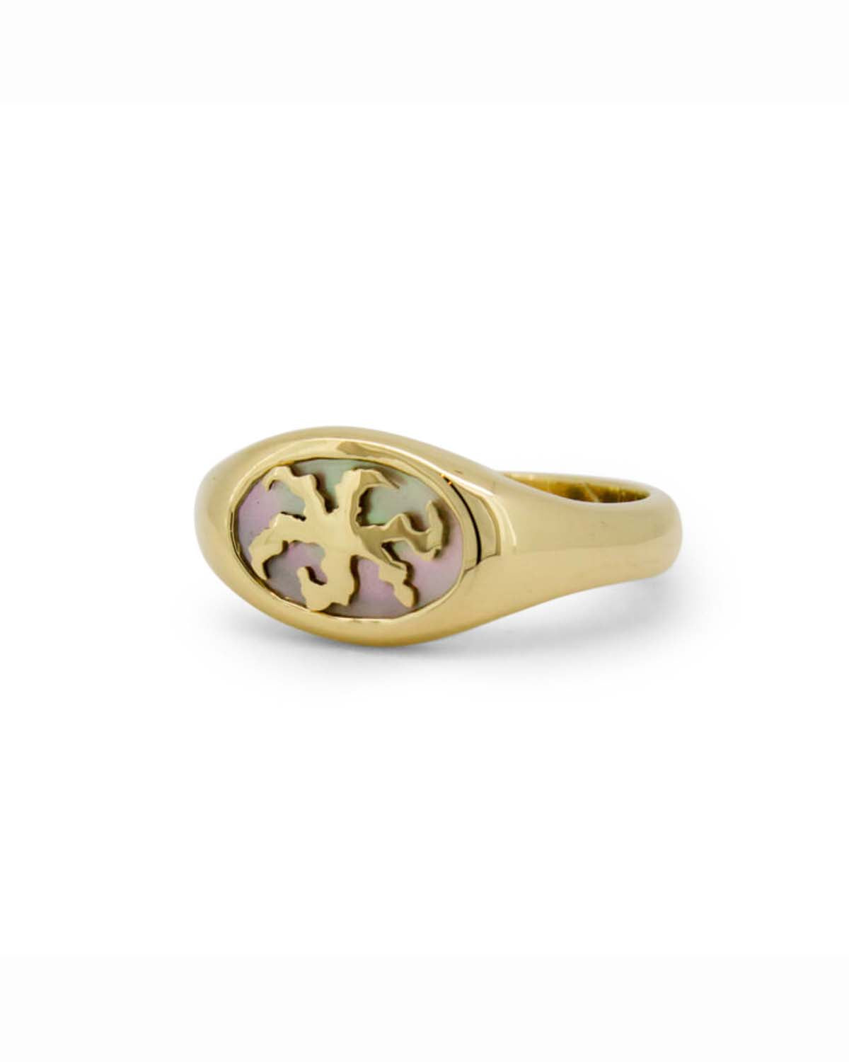 Mother of Pearl Inlay Gold Signet