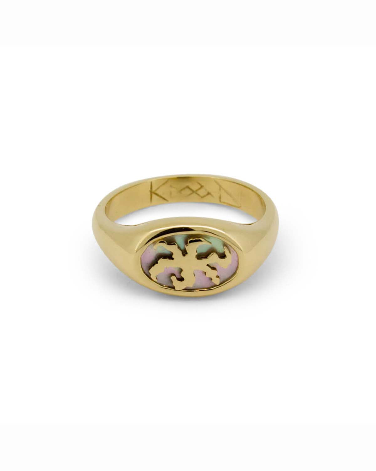 Mother of Pearl Inlay Gold Signet