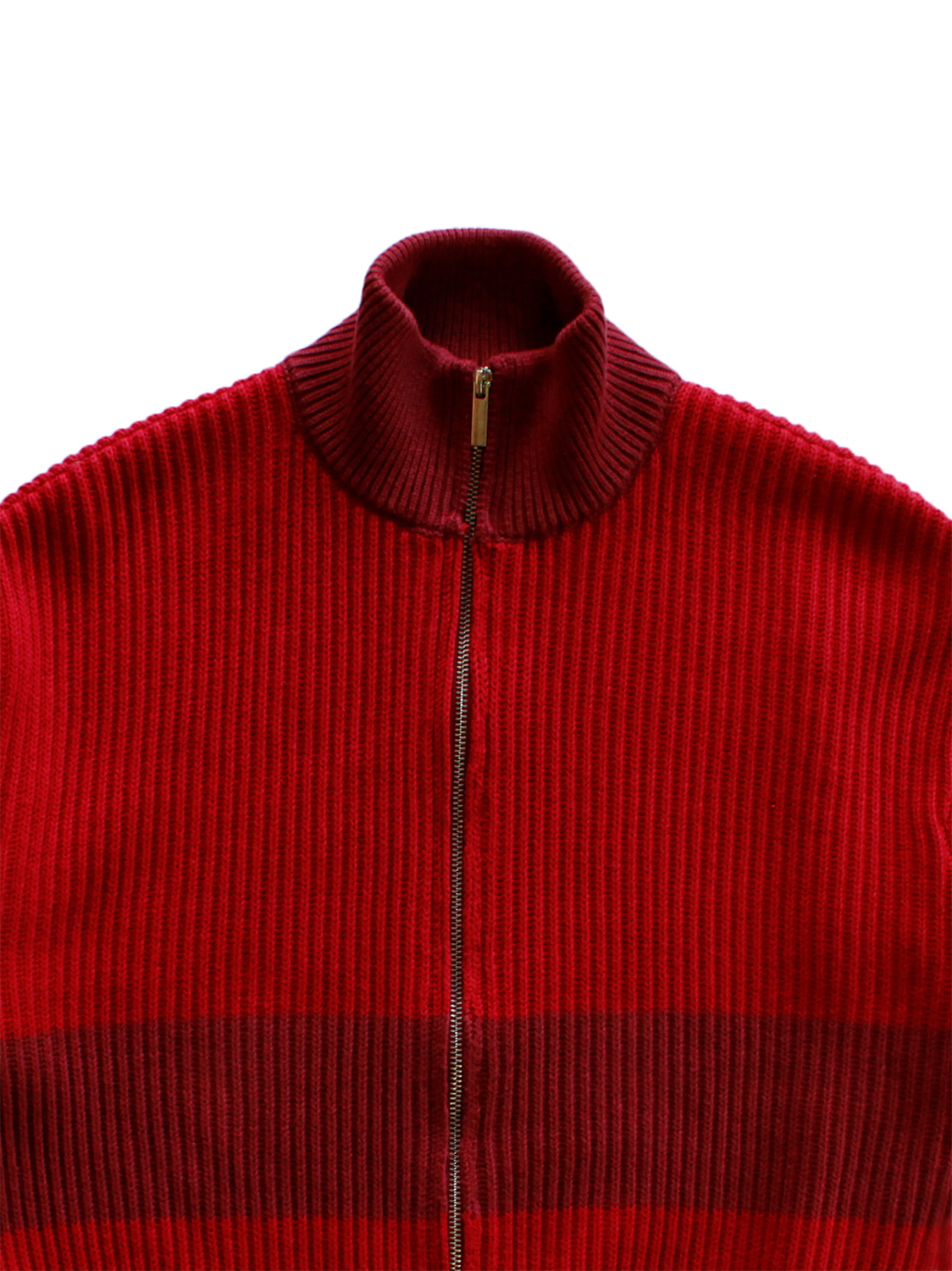 Red Knit Zip Cardigan