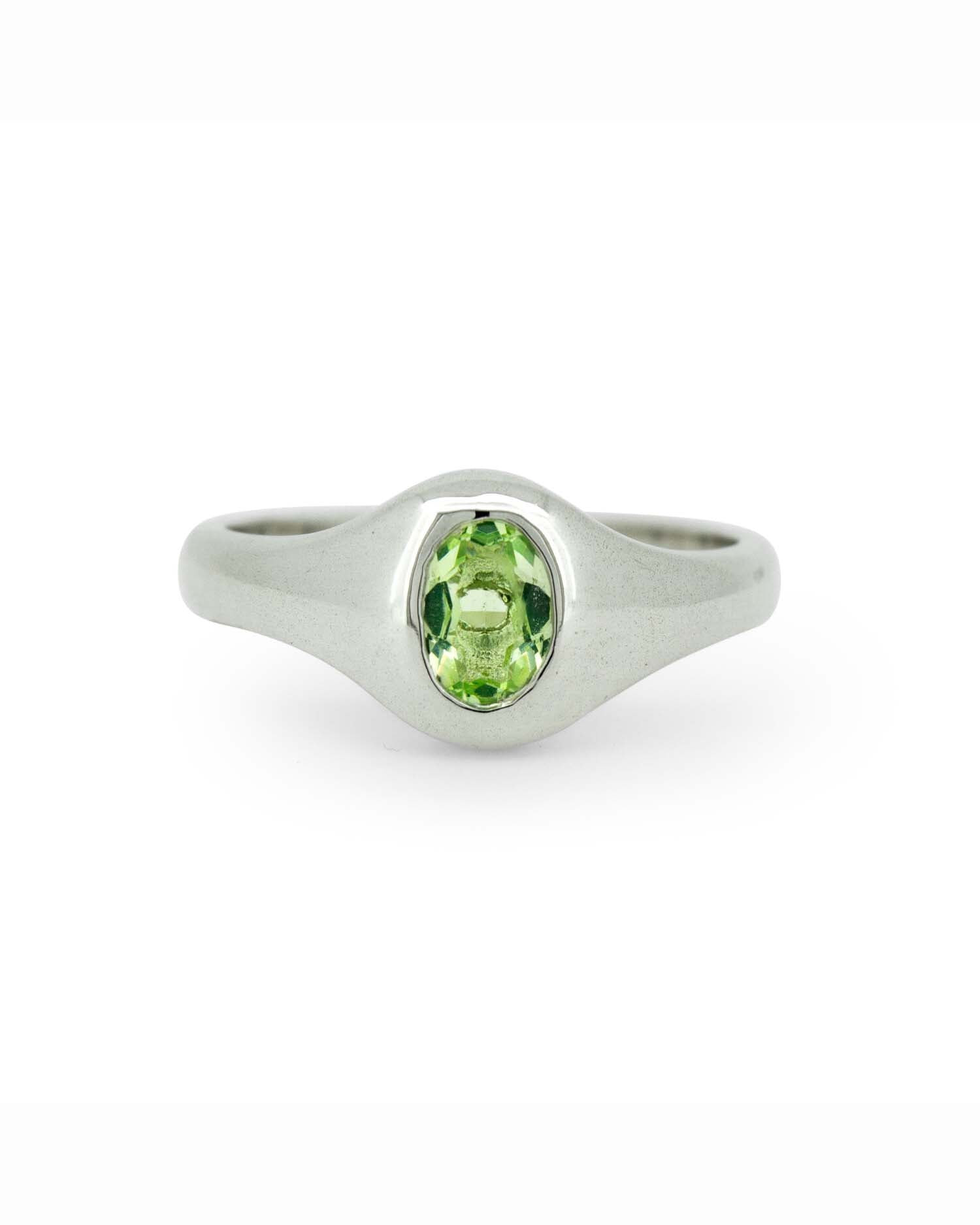 Silver Gemstone Rounded Signet 1