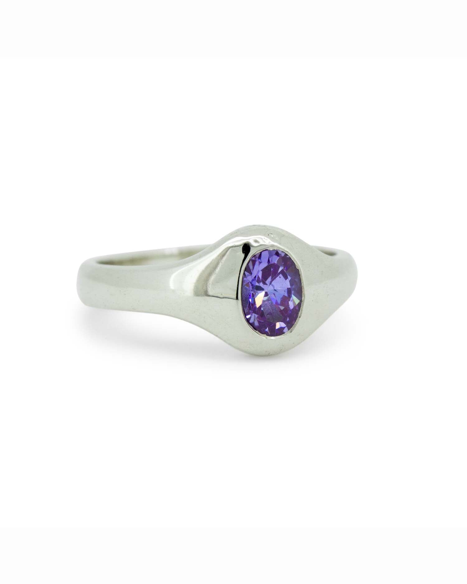 Silver Gemstone Rounded Signet 1
