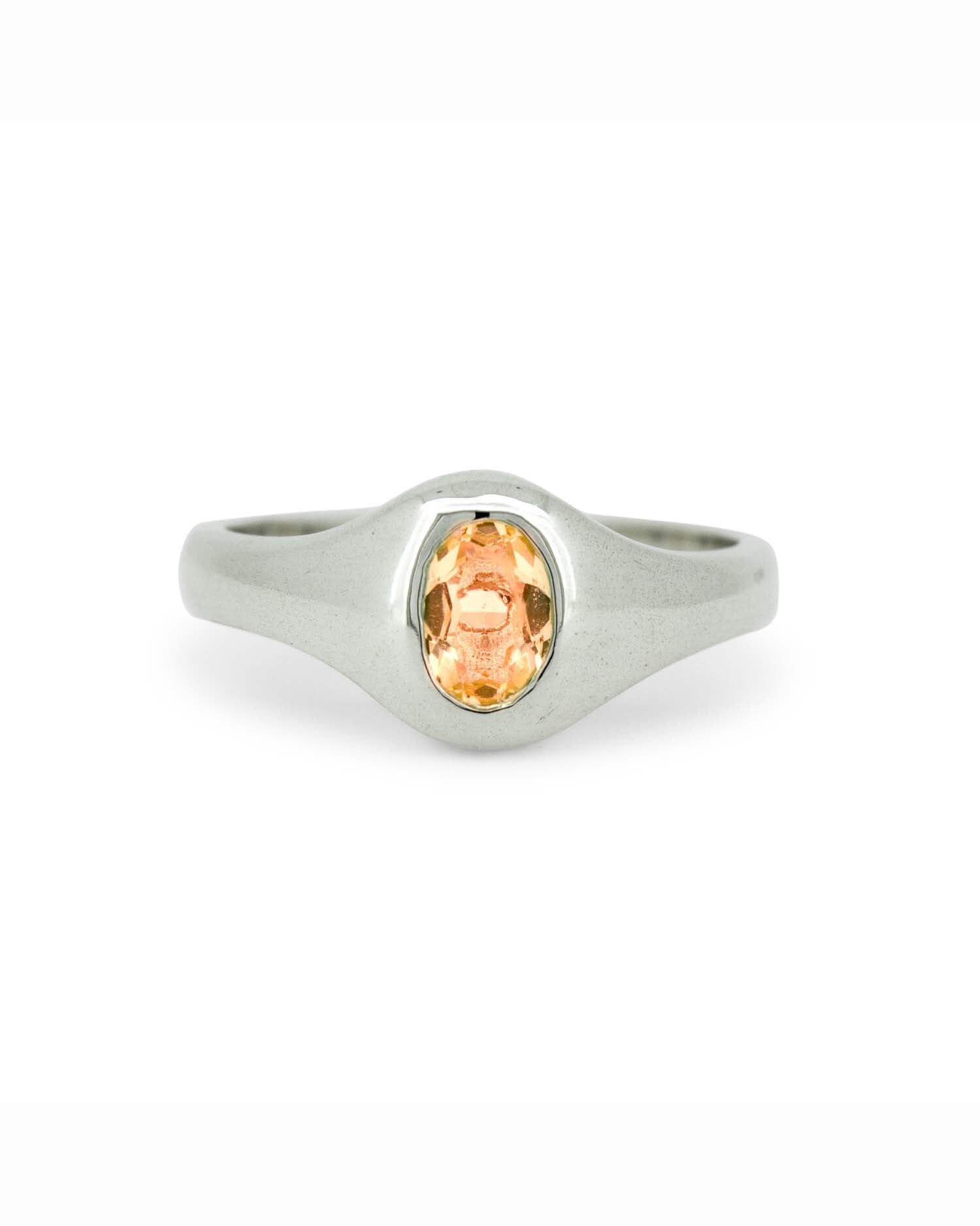 Silver Gemstone Rounded Signet 1