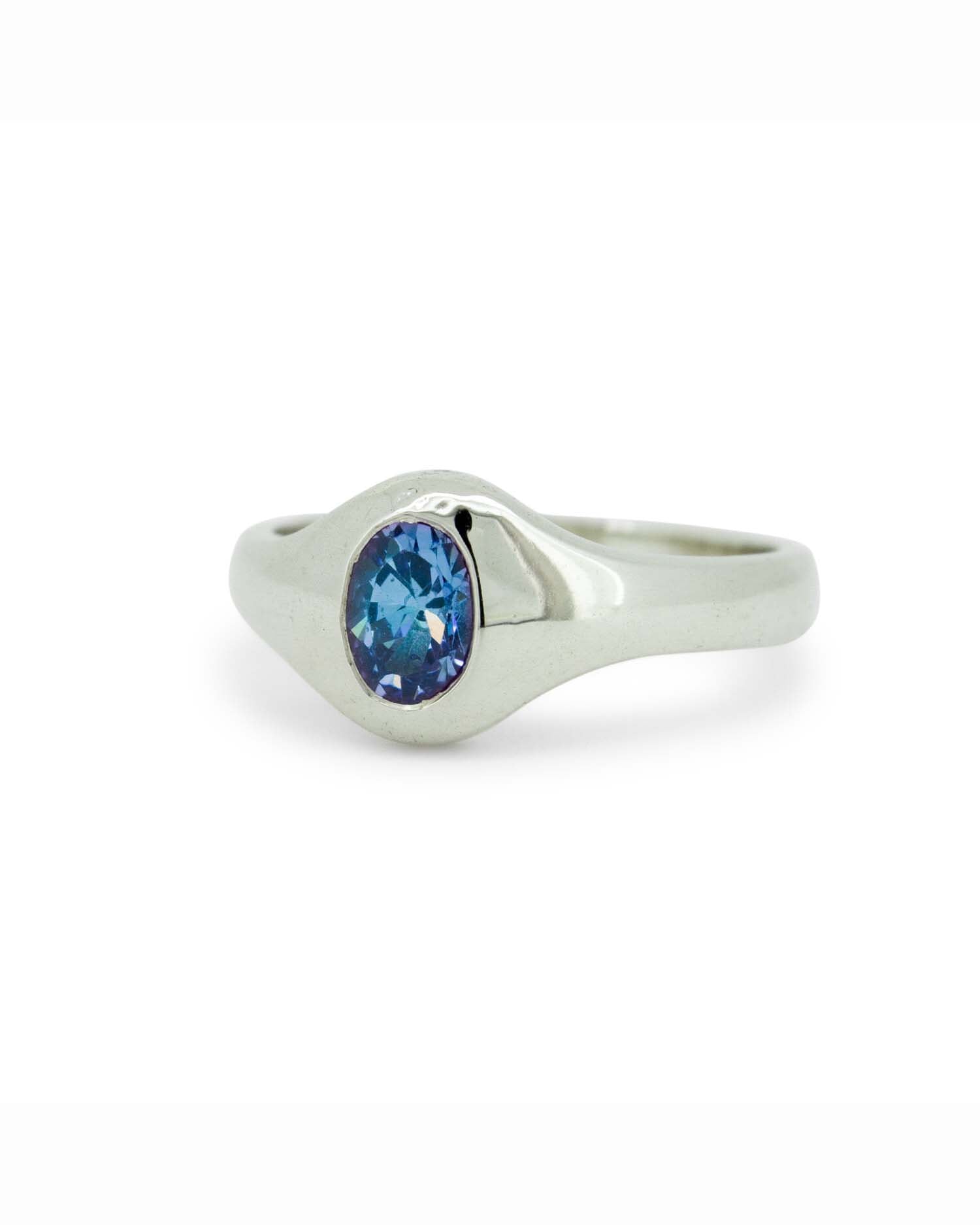 Silver Gemstone Rounded Signet 1