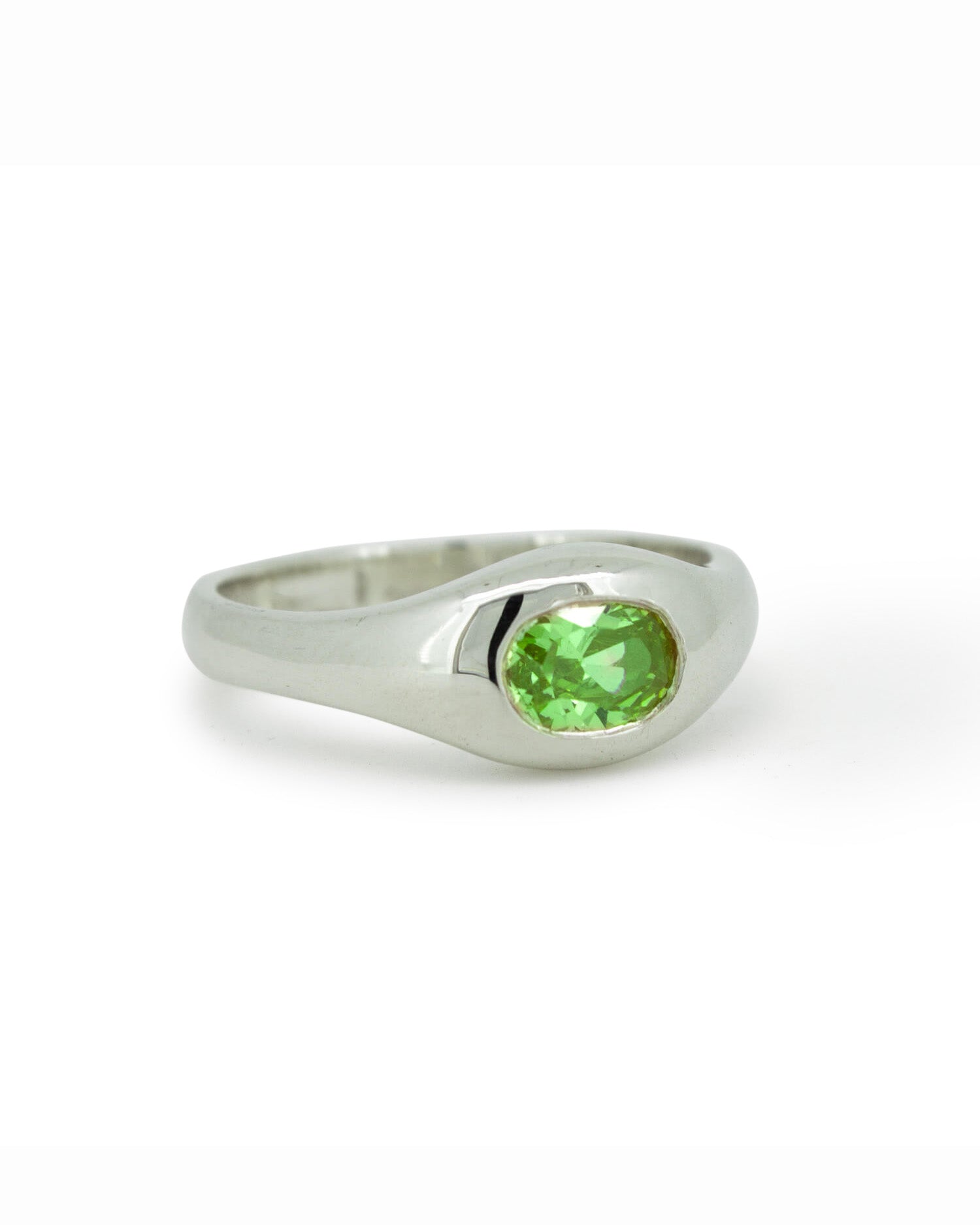 Silver Gemstone Rounded Signet 2