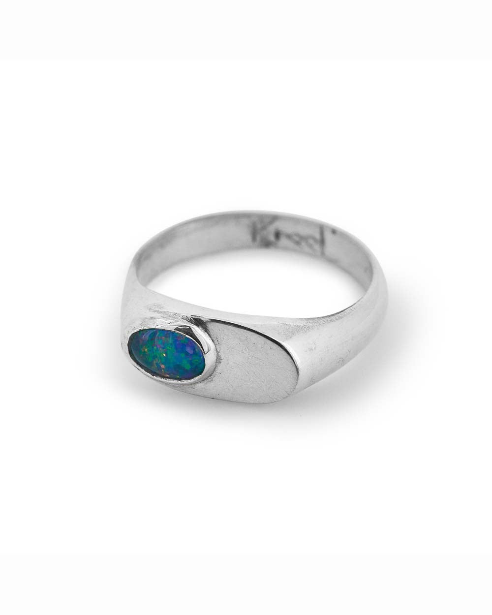 Silver Opal Signet Ring