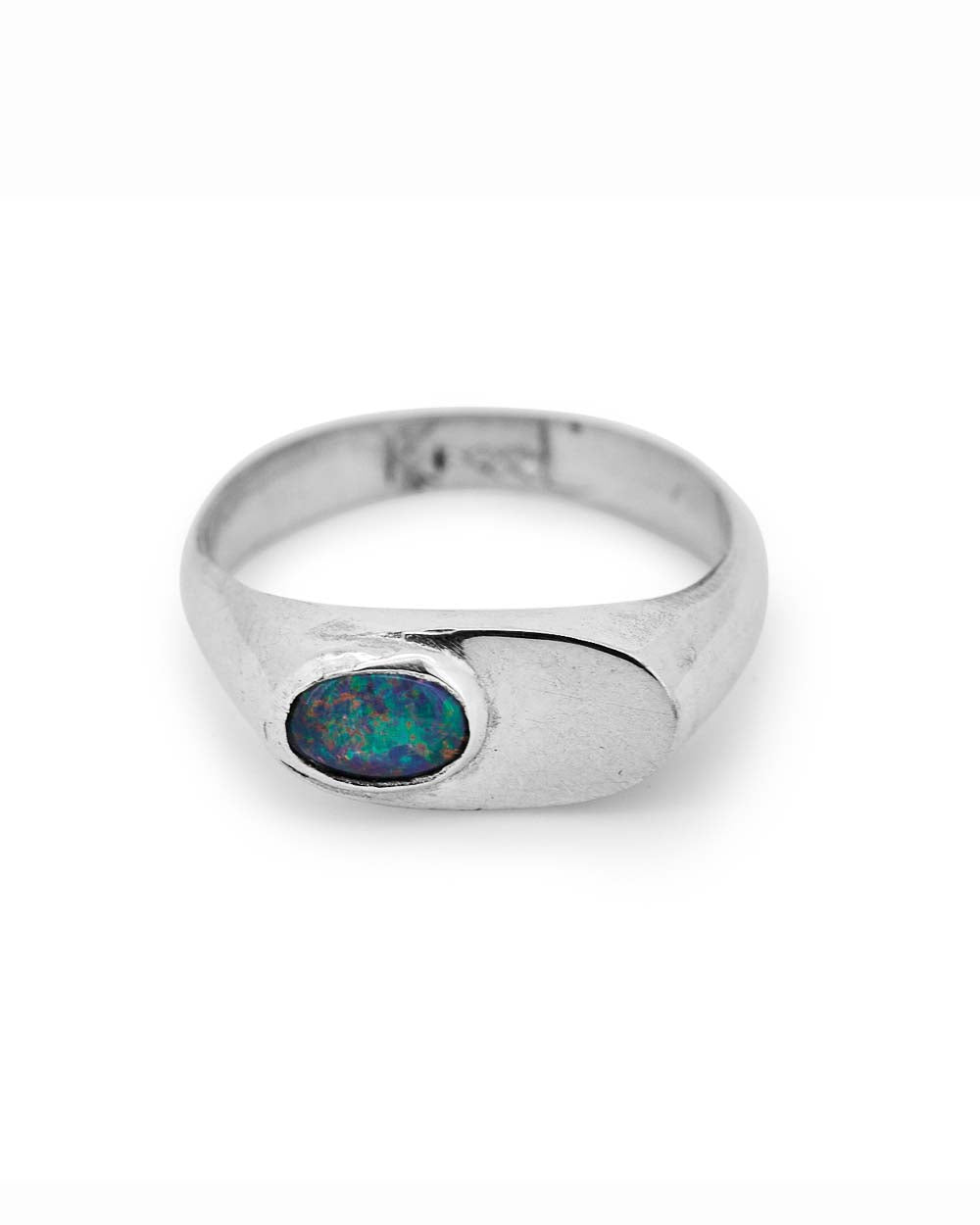 Silver Opal Signet Ring