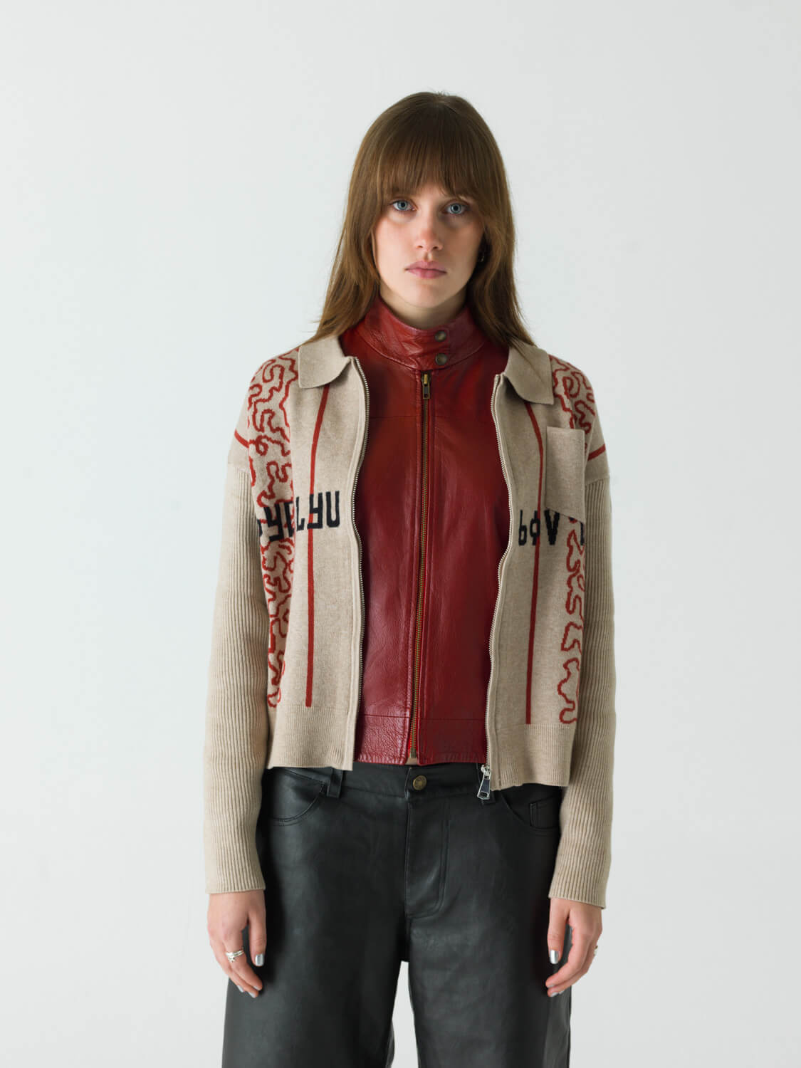 Beige Zip Cardigan