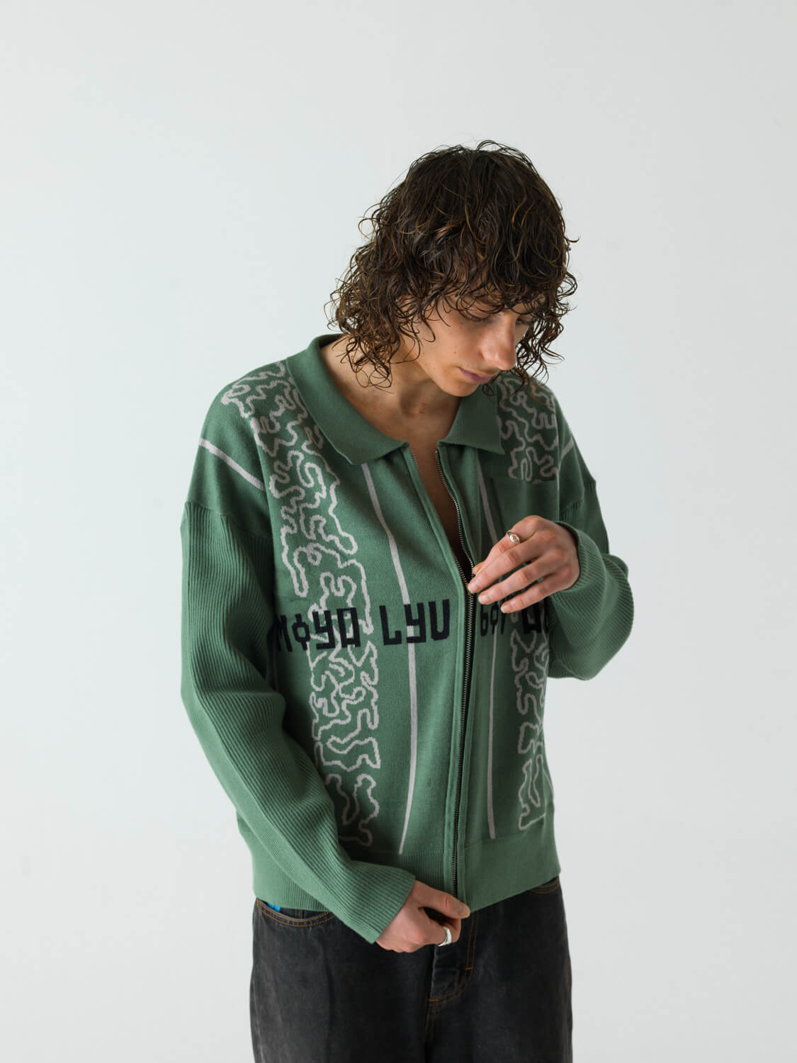 Green Zip Cardigan