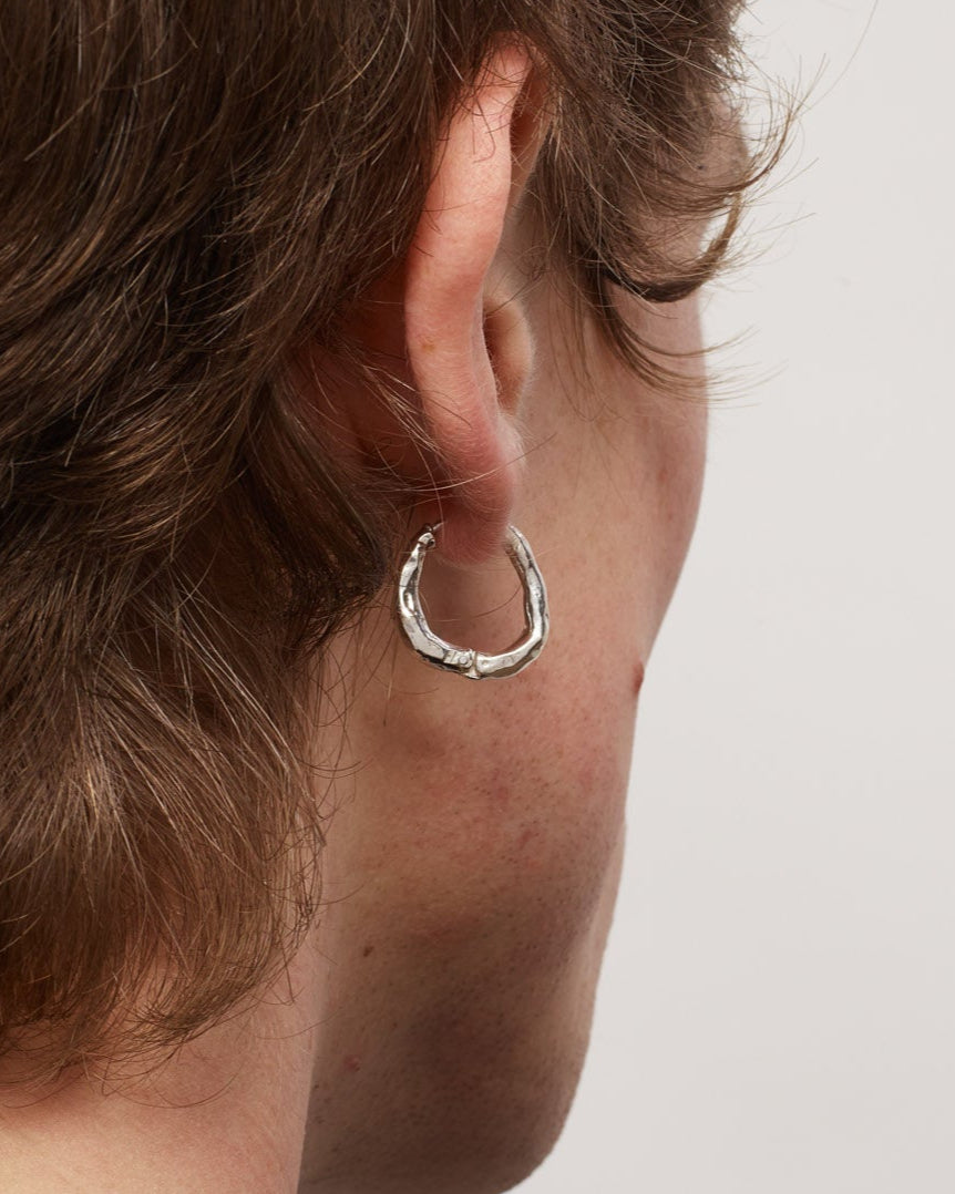 Silver Organic Hoops Large