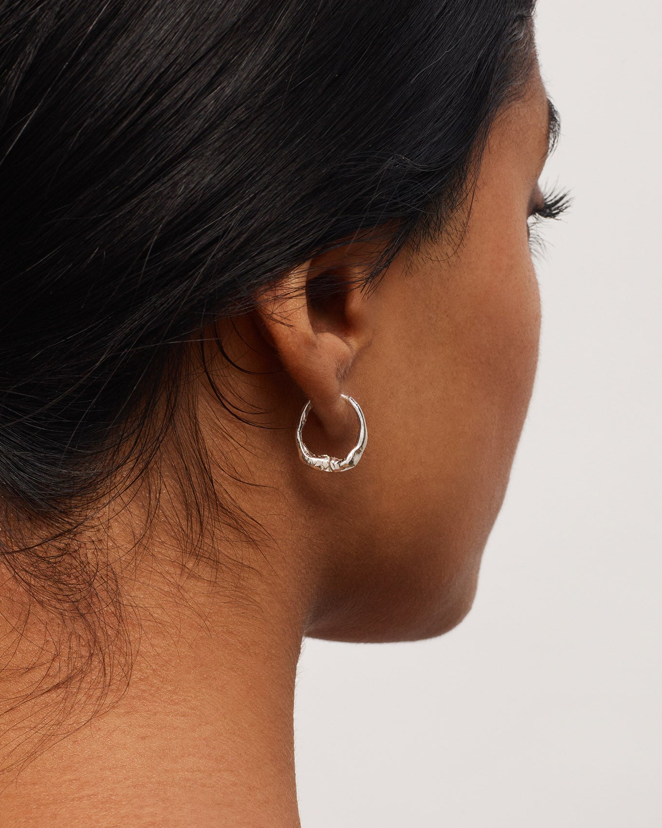 Silver Organic Hoops Medium