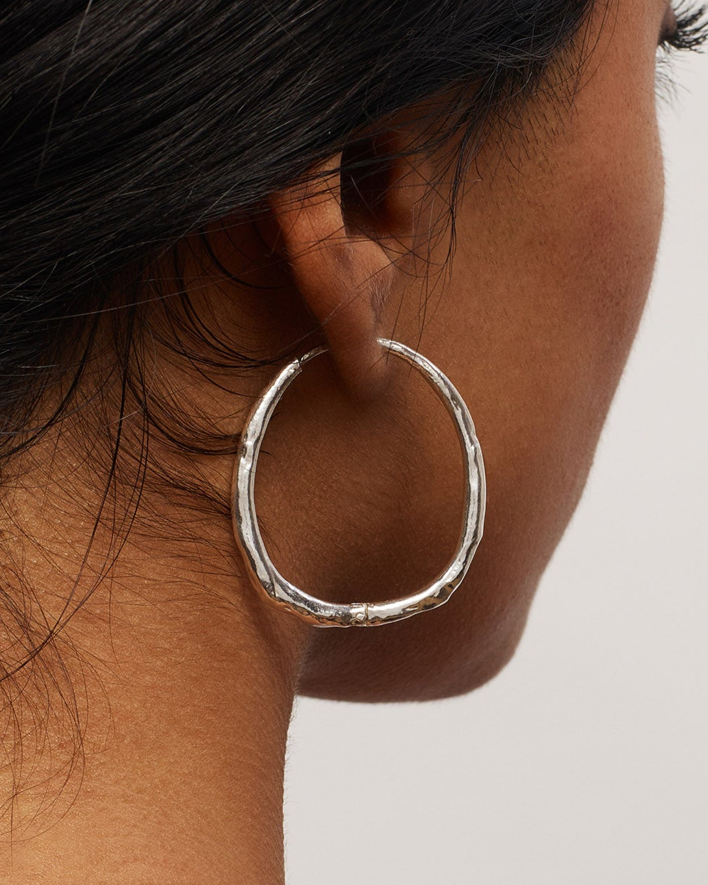 Silver Organic Hoops Crazy Large