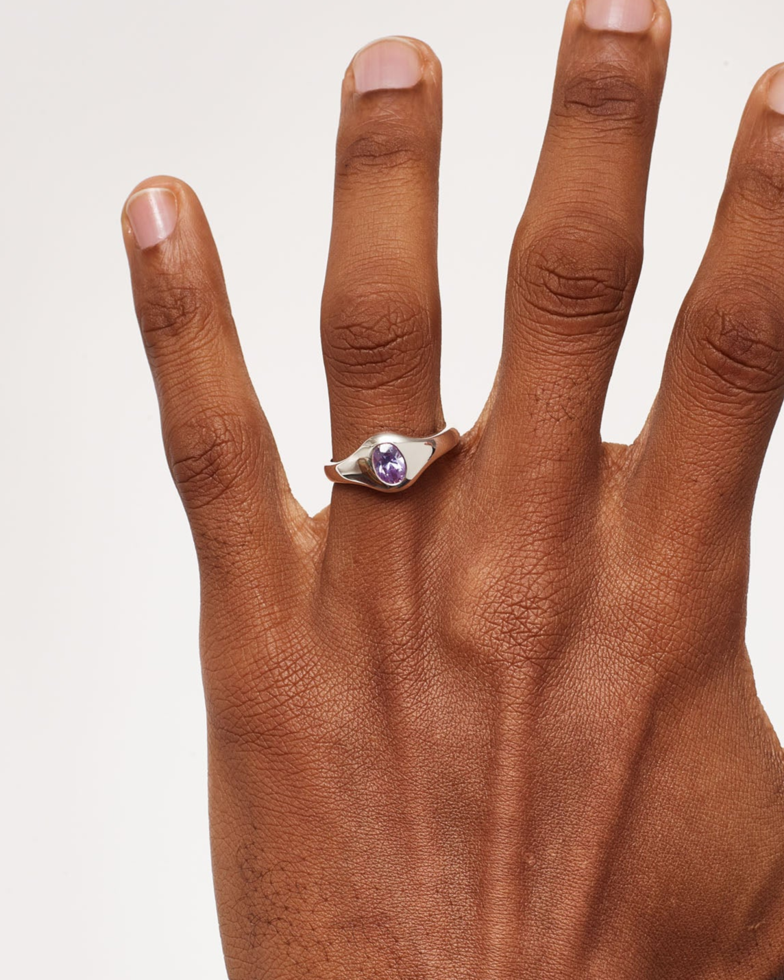 Silver Gemstone Rounded Signet 1