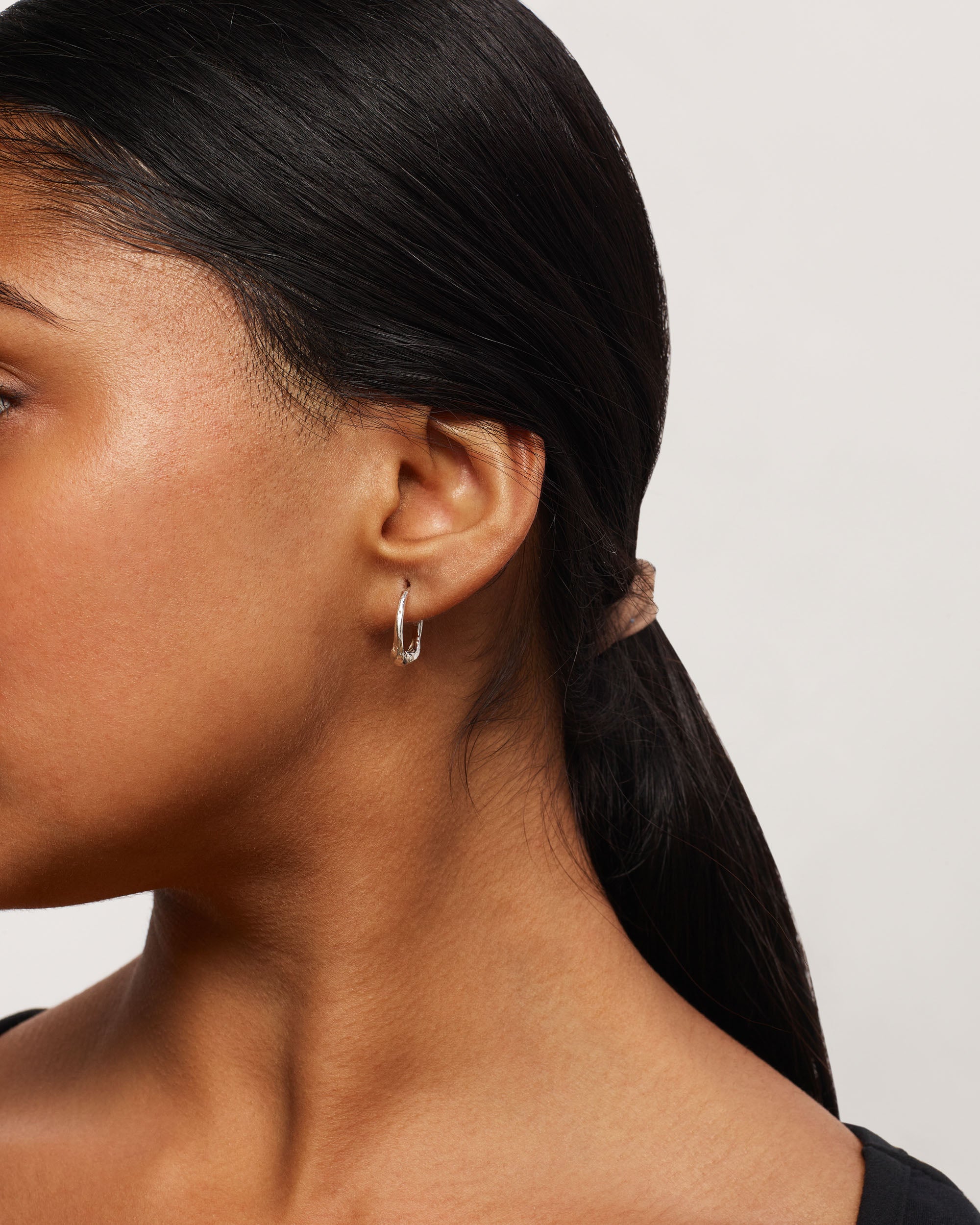 Silver Organic Hoops Medium