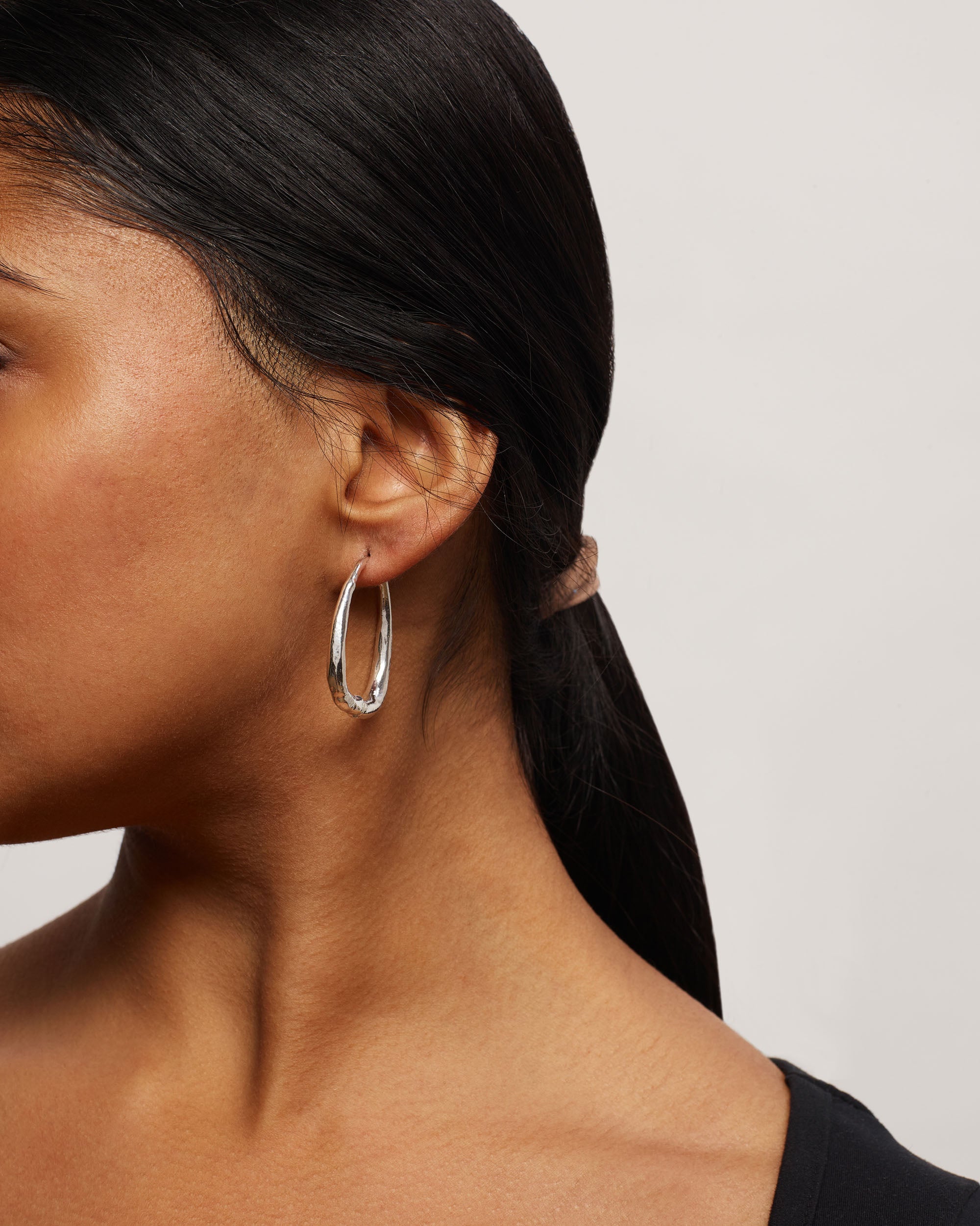 Silver Organic Hoops Very Large