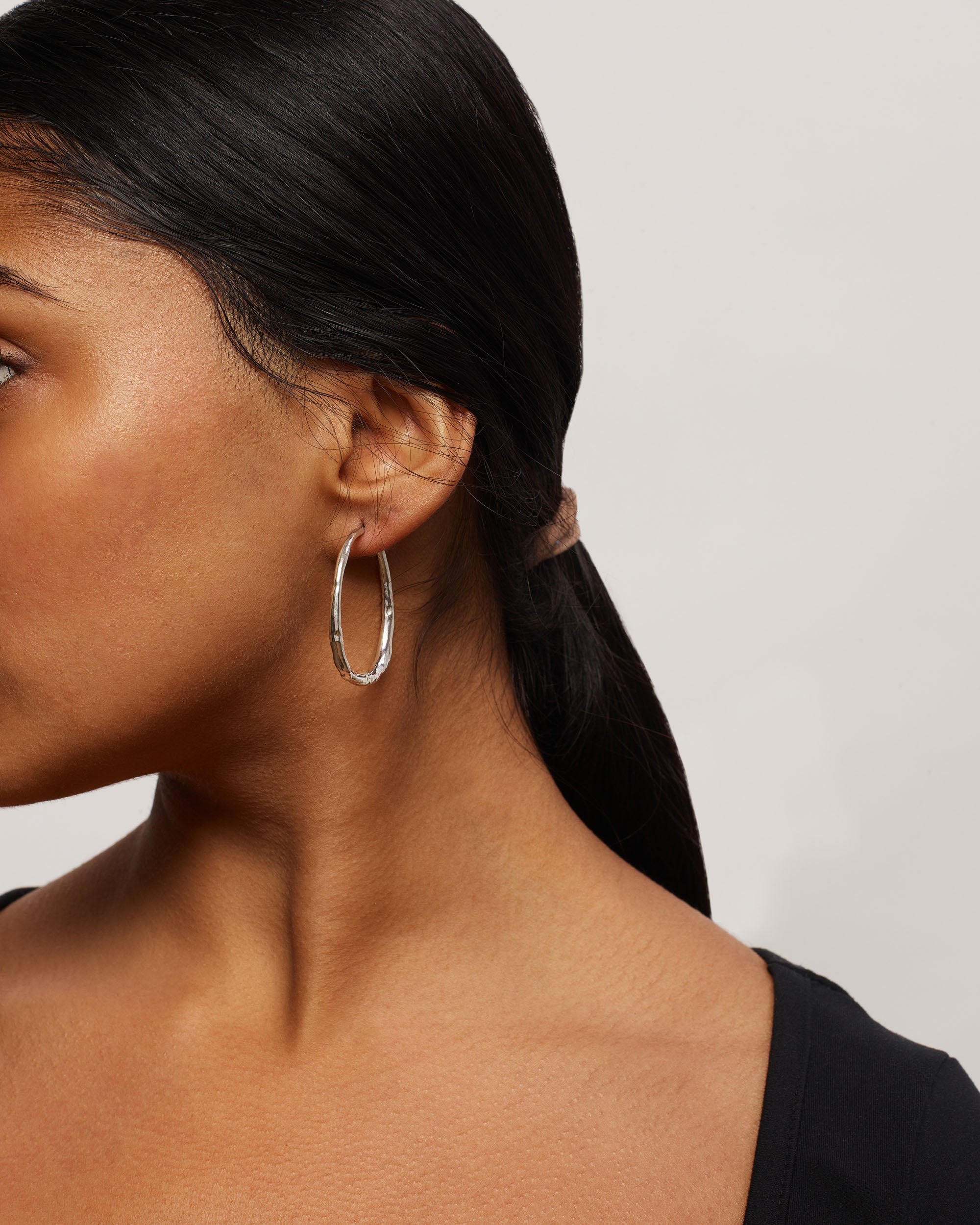 Silver Organic Hoops Crazy Large