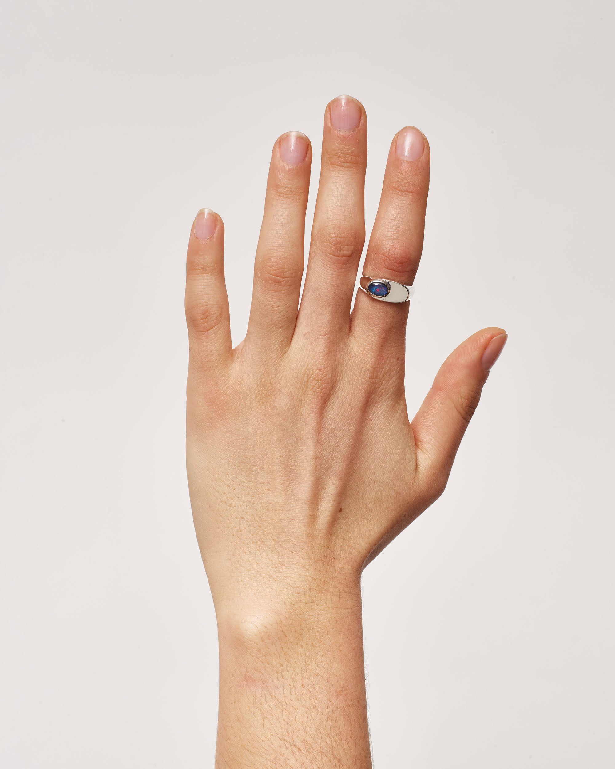 Silver Opal Signet Ring