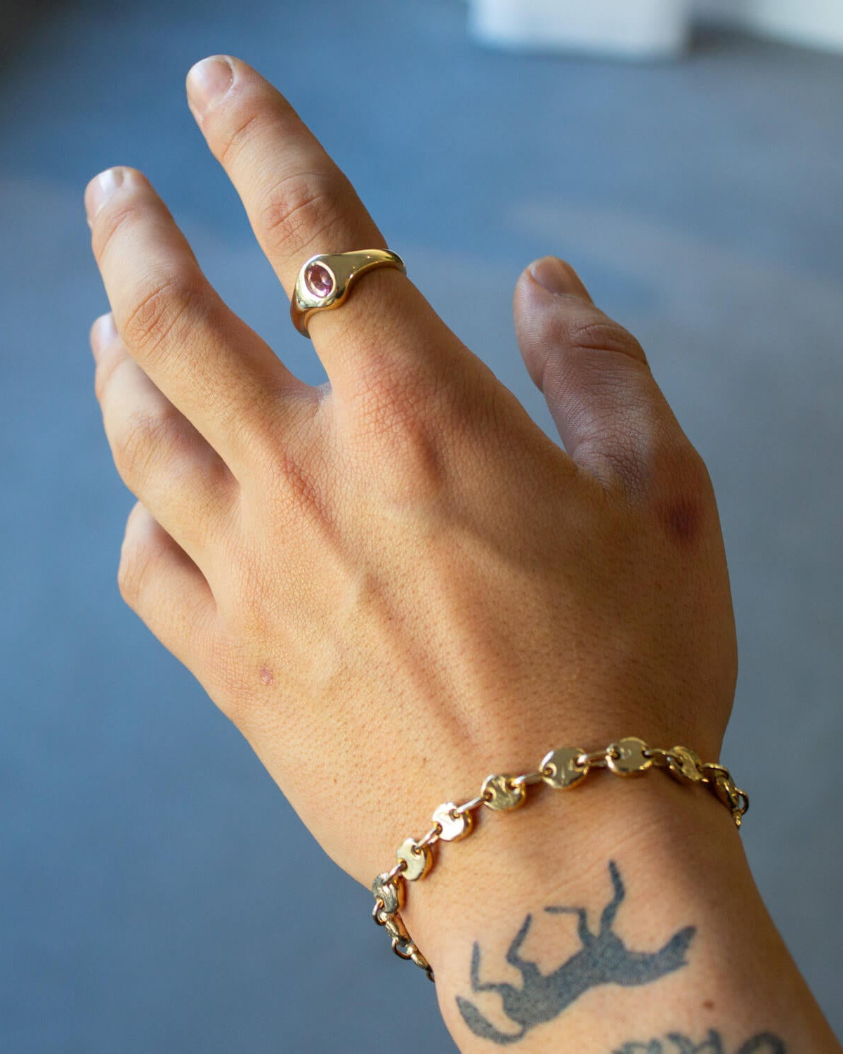Gold Gemstone Rounded Signet 1
