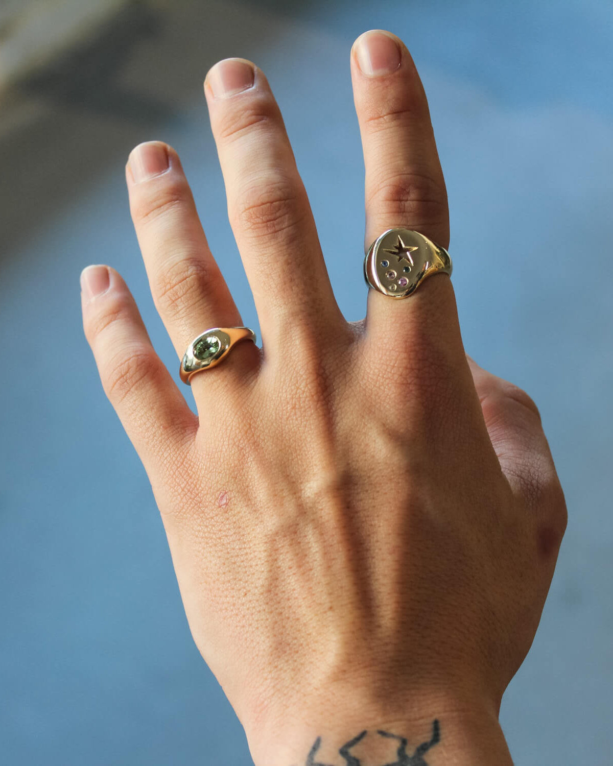 Gold Gemstone Rounded Signet 2