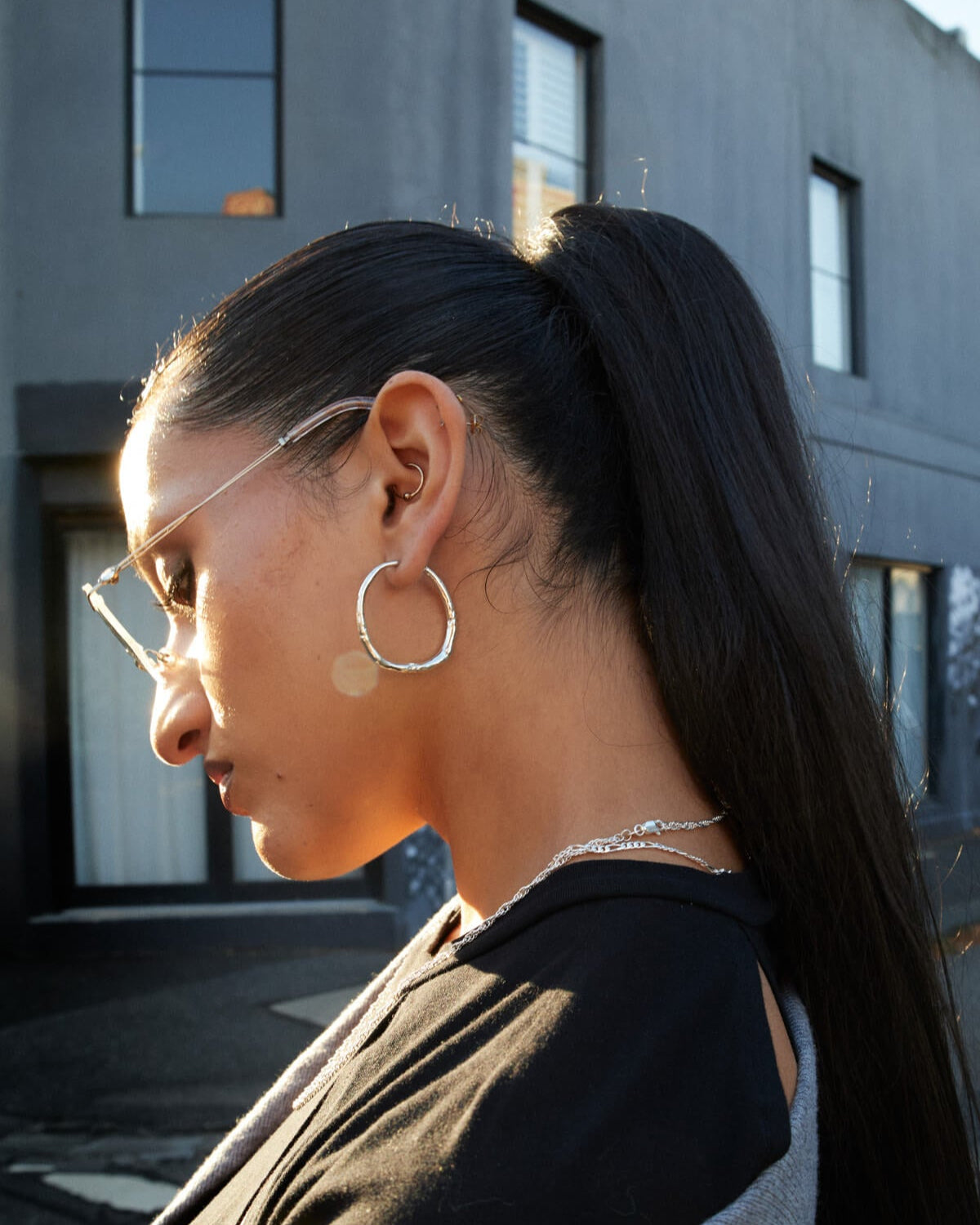 Silver Organic Hoops Crazy Large
