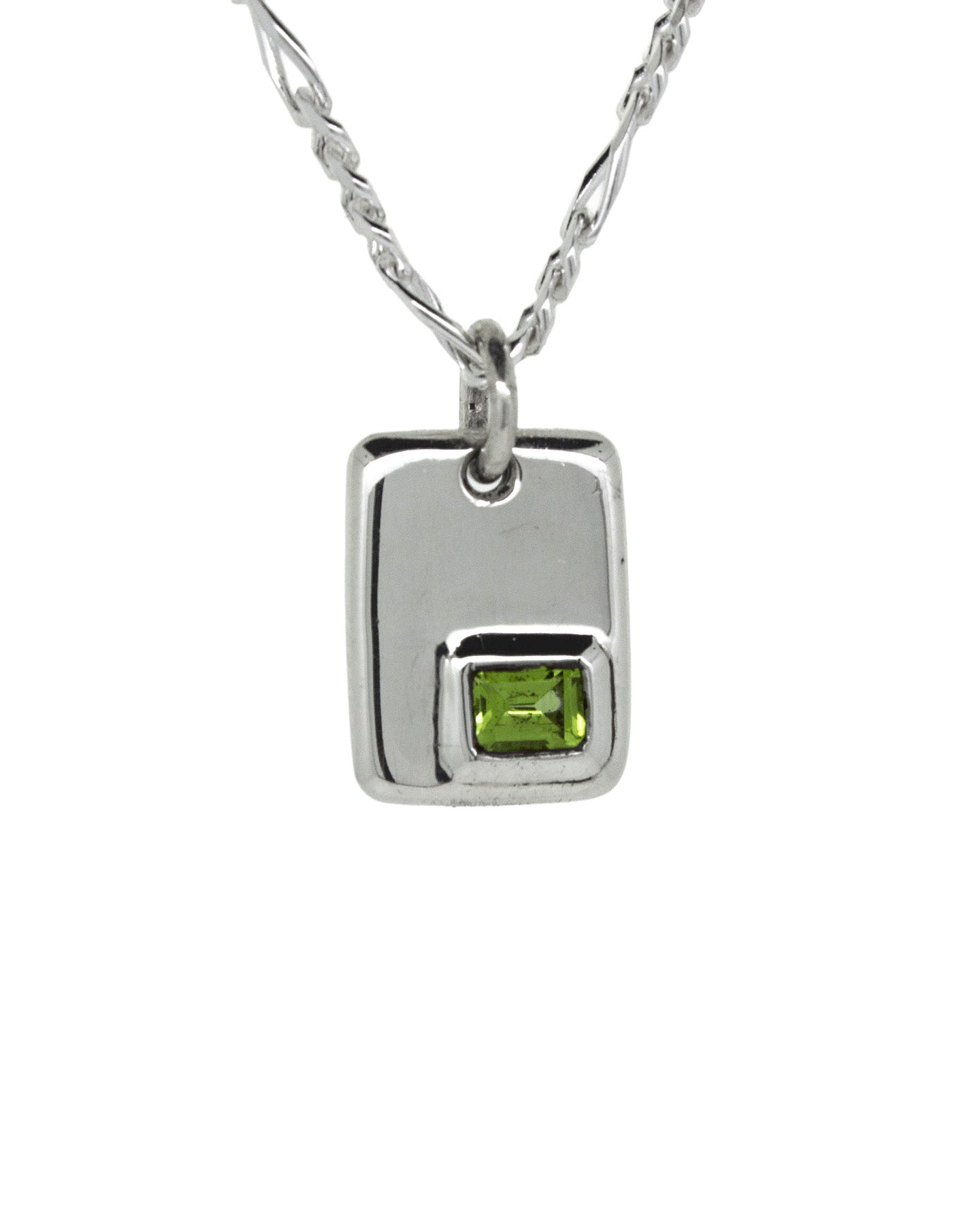 Silver Soft Rectangular Gem Pendant