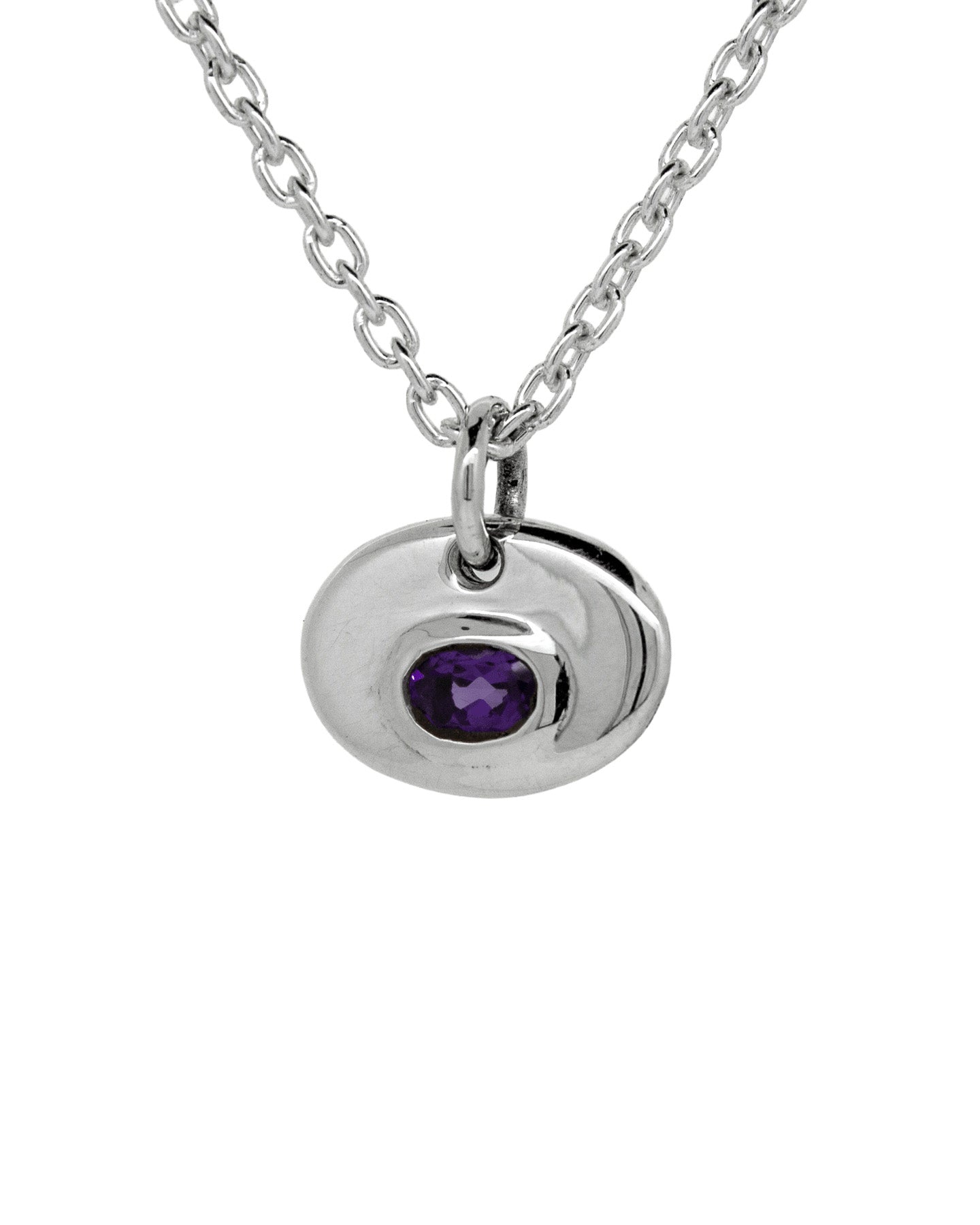 Silver Soft Oval Gem Pendant