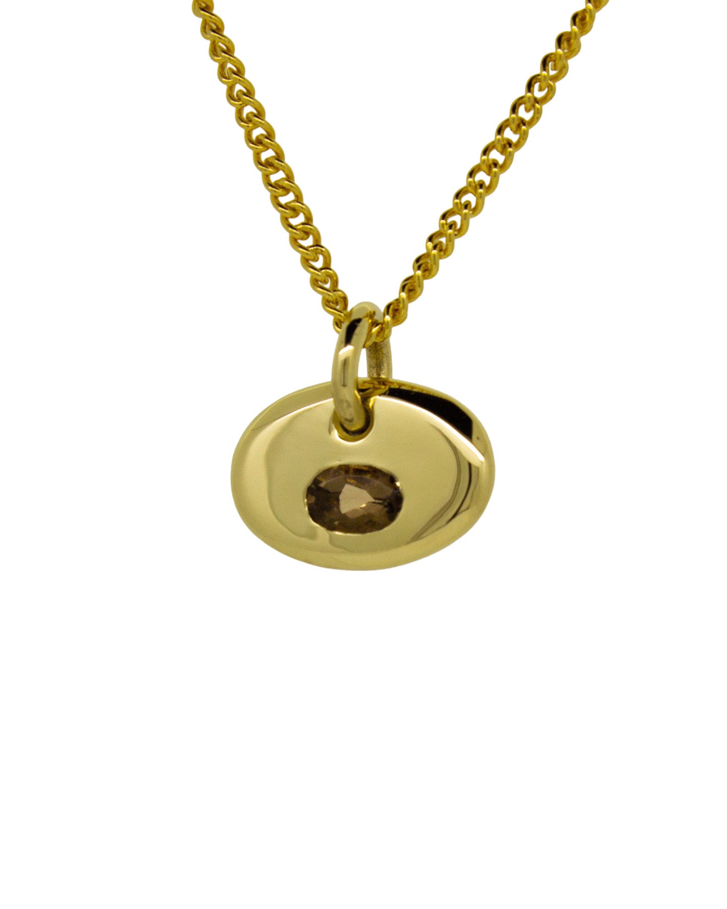 Gold Soft Oval Gem Pendant