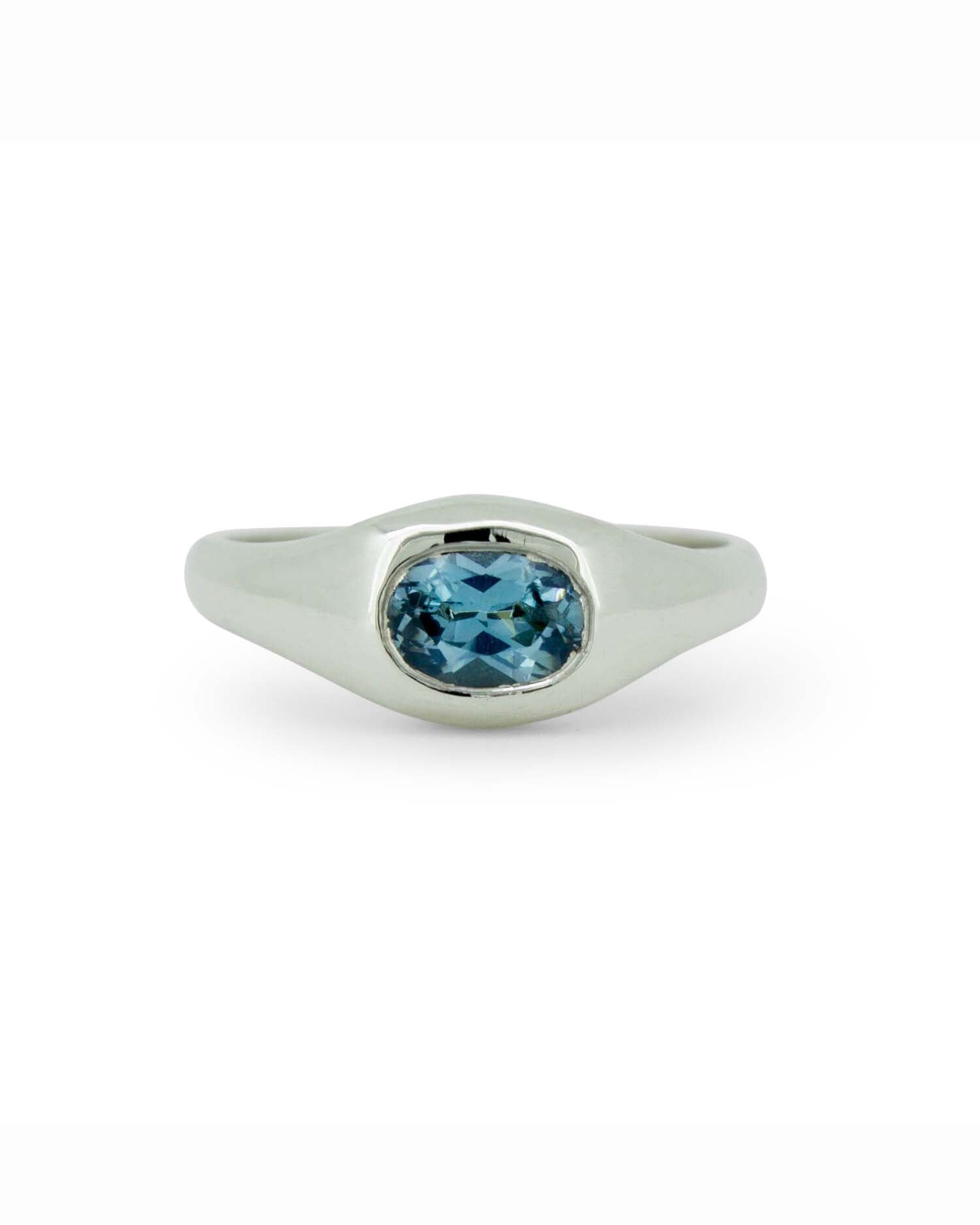 Silver Gemstone Rounded Signet 2