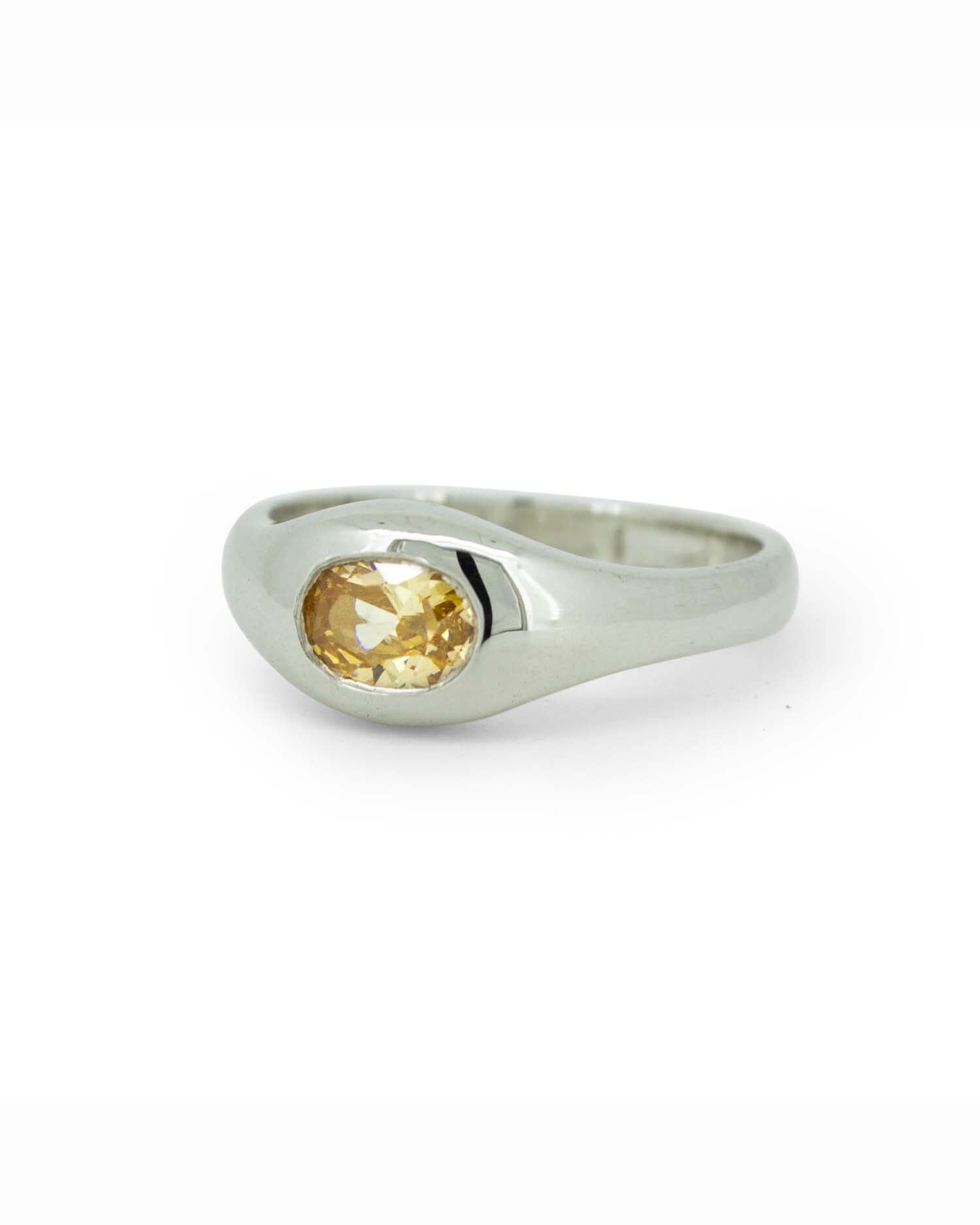 Silver Gemstone Rounded Signet 2