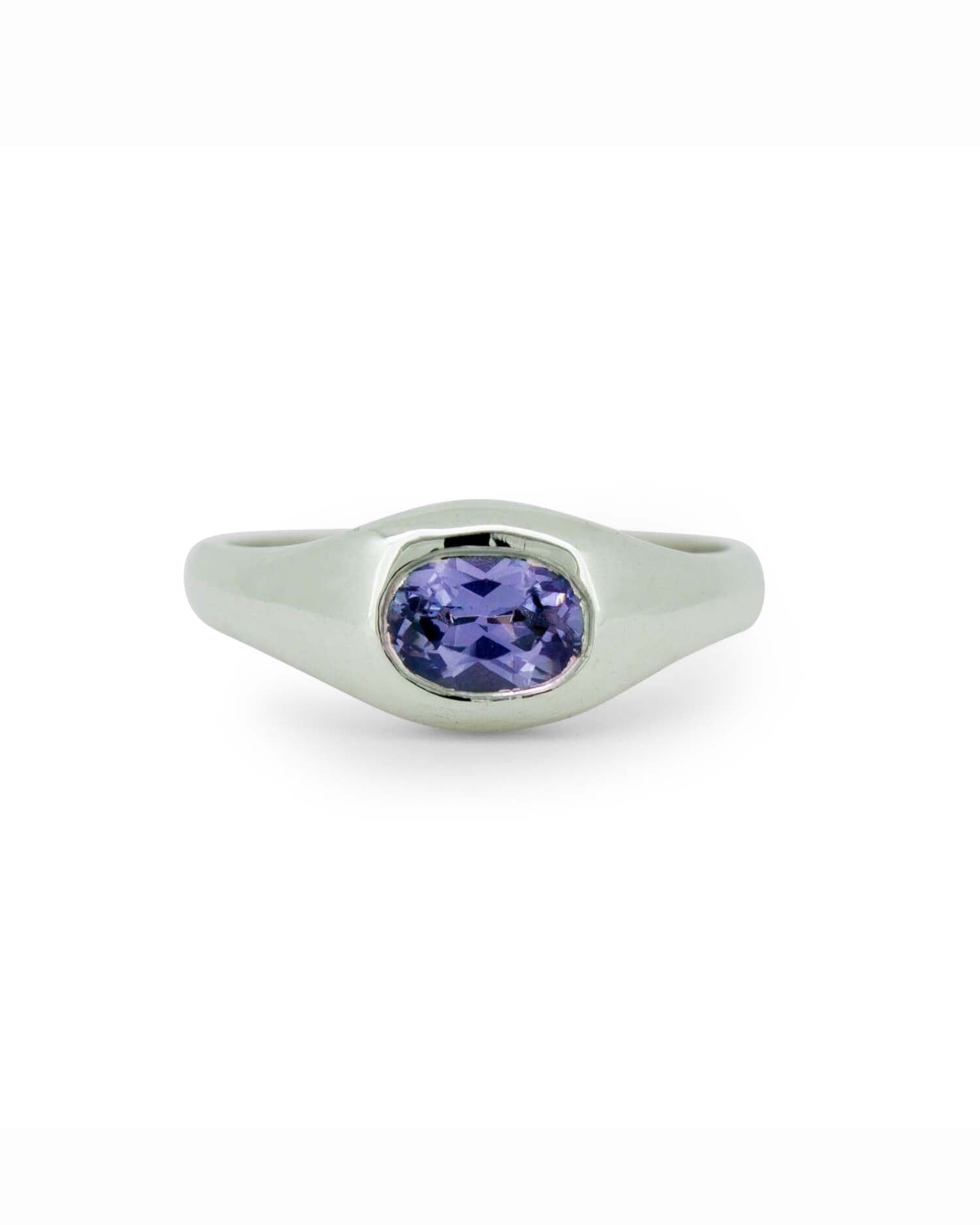 Silver Gemstone Rounded Signet 2