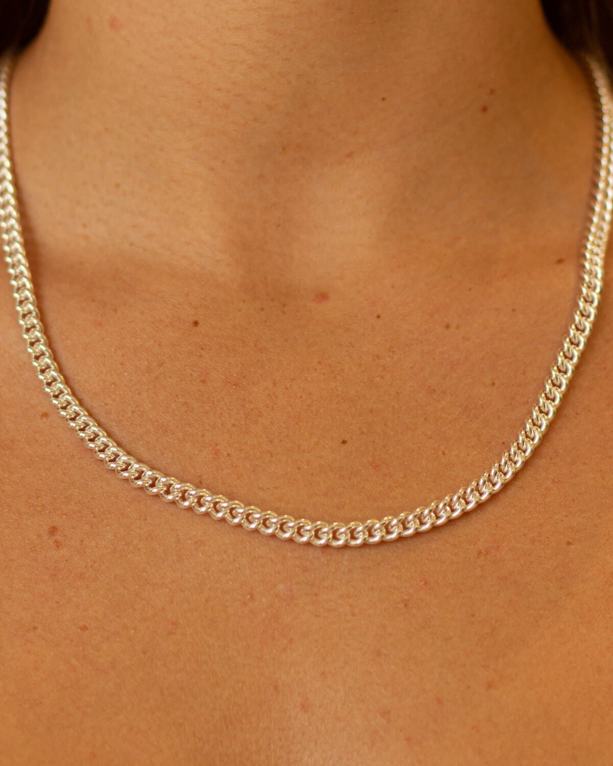 Thick Round Curb Chain Silver